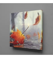 YERE DÜŞEN YAPRAKLAR TEMALI KANVAS TABLO 140x140cm