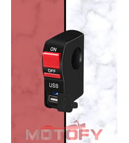 MOTOSİKLET SİS FARI AÇ KAPA DÜĞMESİ KIRMIZI BUTONU - GİDONA TAKILABİLİR USB ŞARJ DESTEKLİ-GİRİŞLİ