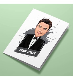Kişiye Özel Papyonlu Erkek Karikatürlü Tebrik Kartı