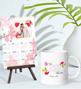 BK Gift Kişiye Özel Yılbaşı Tasarımlı Kupa Bardak ve 13x18cm Fotoğraf Kartlı Şövaleli 2024 Takvim Hediye Seti-3