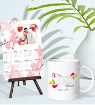 BK Gift Kişiye Özel Yılbaşı Tasarımlı Kupa Bardak ve 13x18cm Fotoğraf Kartlı Şövaleli 2024 Takvim Hediye Seti-3
