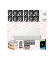 Provzen Hikvision 12 Kamera Hibrit ColorVu Full HD Güvenlik Kamera Olay Anında bildirim