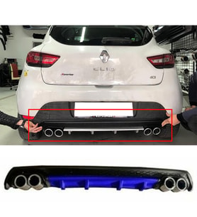 Renault Clio Mk4 Mavi Difüzör Çiftli Yuvarlak Egzoz Görünümlü D Tip Difizör 2012-2019