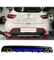 Renault Clio Mk4 Mavi Difüzör Çiftli Yuvarlak Egzoz Görünümlü D Tip Difizör 2012-2019