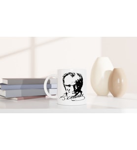 Atatürk Baskılı Beyaz Seramik Kupa