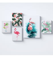 Flamingo Desenler Kolaj Parçalı Kanvas Tablo