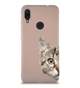 Xiaomi Redmi Note 7 Pro Soft Premier Kapak Catface Tasarımlı Silikon Kılıf - Pudra (Şeffaf)