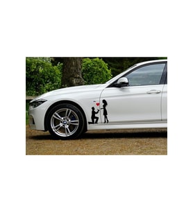 Kalpli Sevgiliye Teklif Oto Sticker Siyah 18*15 Cm