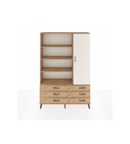 Arges Dolap 8 Raflı 6 Çekmeceli Tek Kapaklı  132x30x195 Çam-Aytaşı/Çam