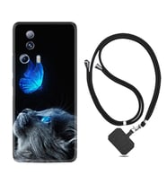 Xiaomi Mi 13 Lite Kılıf Resimli Boyun Askılı İpli Desenli Silikon Series Butterfly Cat 1891