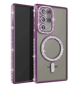 Durukar® Samsung Galaxy S23 Ultra Joke Simli Magneticsafe Kılıf - Derin Mor