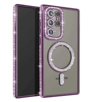 Durukar® Samsung Galaxy S23 Ultra Joke Simli Magneticsafe Kılıf - Derin Mor