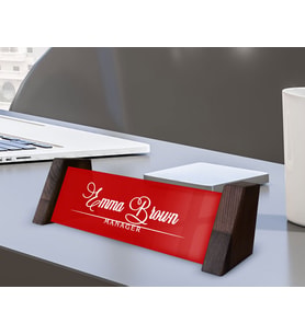 BK Gift Kişiye Özel İsimli Ahşap Ayaklı Kırmızı Akrilik Masa İsimliği, Ofis Dekoru, Mesleki Hediye, Ofis Hediyeleri-7