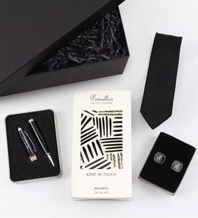 Kişiye Özel 32 GB Usb Siyah Touch Kalem & Kol Düğmesi & Kravat & Pomellos Kolonya Hediye Seti