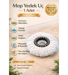 Mikrofiber Döner Paspas Yedek, Çok Uygun Mop Uçlarına, Temizlikte Pratiklik