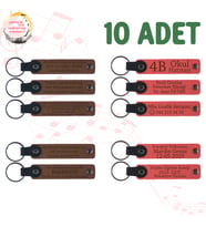 A Kahve & Nar Çiçeği, Düğün Misafirlerine Özel Sürpriz, 10’lu Set, Kişisel Tarihli Deri Anahtarlık