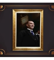 Özel Seri Paspartulu Çerçeveli Atatürk Tablo l620 (Gold)