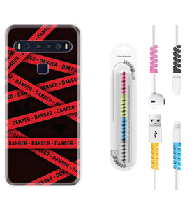 TCL 10L 10 Plus 10SE 20E 20SE 30SE L7 Kılıf Kablo Koruma Spiral Silikon Danger 1372