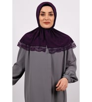 Mürdüm Pratik Hazır Geçmeli Tesettür Eşarp Viskon Kumaş Çıtçıtlı Dantelli 2105_07