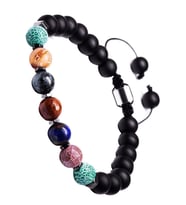 Akik Jasper Jade Obsidyen 7 Çakra Bileklik (Çok Renkli)
