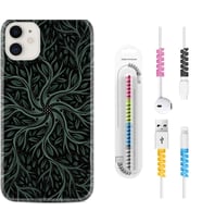 Apple iPhone 11 12 13 Mini Kılıf Kablo Koruma Spiral Silikon Sarmaşıklar 1675