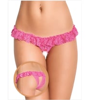 Mulvxbrf Brf02  Üstü Fırfırlı Ağı Açık Pembe Dantel Tanga - String (Mulvix)