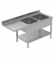 Electrolux Professional Tezgahaltı Bulaşık Makinesi Tezgahı, 2 Evye (500x500 Mm) & Sol Tarafta Süzdürme, Taban Raflı - 1800 Mm, Plus GLR2SSPELS