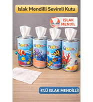 Sevimli Tasarımlı Islak Mendilli Kutu 4’lü Set – Dekoratif Mendil Kabı