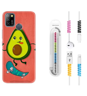 INFINIX Smart 4 5 6 Zero 8 S5 Pro Kılıf Kablo Koruma Spiral Silikon Avokado Skate 1741