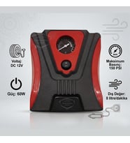 Taşınabilir Oto Hava Kompresörü Araç Hava Pompası 12V Mini Lastik Bot Şişirme Çakmaklıklı 150PSİ 60W