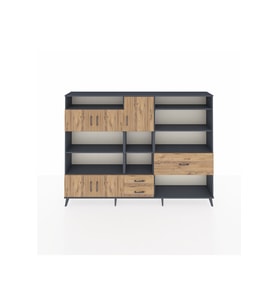 Arges Dolap 13 Raflı 3 Çekmeceli 5 Kapaklı 220x30x163 Antrasit-Çam