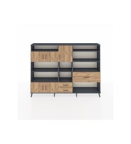 Arges Dolap 13 Raflı 3 Çekmeceli 5 Kapaklı 220x30x163 Antrasit-Çam