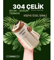 304 Çelik Sıcak - Soğuk Kişiye Özel Termos (Bej)