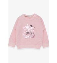 Breeze Kız Çocuk Sweatshirt Nakışlı Pullu 1-4 Yaş, Somon Melanj