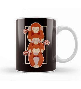 See Speak Hear No Evil Japan Japanese Wise Monkeys Emoticon Kupa Bardak Porselen