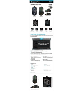 A4 TECH X89 SİYAH-LABİR OPTIK GAMER MOUSE 2400 DPI