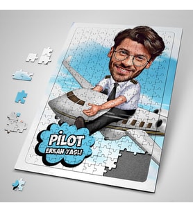 Kişiye Özel Hediye Pilot Karikatürlü Puzzle