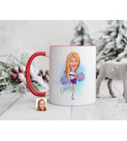 Bk Gift Kişiye Özel Ponpon Kız Karikatürlü Kırmızı Kupa Bardak-2, Sevgiliye Hediye, Arkadaşa Hediye