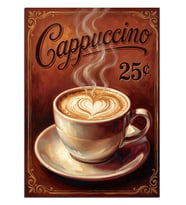 Cappuccino 25 Cent Vintage Poster Dekoratif Kanvas - Mdf Ahşap Tablo