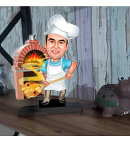Kişiye Özel Motorlu Fırıncı Karikatür Ahşap Biblo