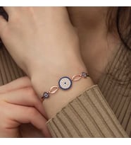 Gümüş Rose Nazar Boncuklu Bileklik