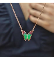 Kelebek Lazer mine Geçişli Minimal Kolye (Karışık)