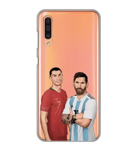 Samsung Galaxy A50 - A30S Uyumlu Cristiano Ronaldo & Lionel Messi Tasarımlı Şeffaf Telefon Kılıfı