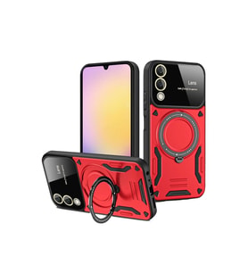 Samsung Galaxy S25 Edge Kılıf Joy Lens Standlı Kapak - Kırmızı