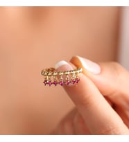 14 Ayar Özel Tasarım Altın Sarkaç Yüzük Ruby (Çok Renkli)