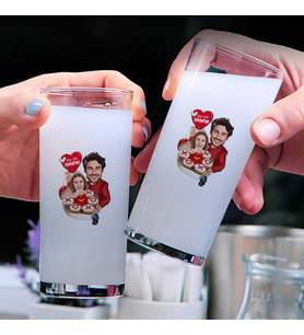 Pastadan Çıkan Aşk Karikatürlü İkili Rakı Bardağı Seti