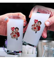 Pastadan Çıkan Aşk Karikatürlü İkili Rakı Bardağı Seti