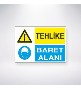 Tehlike Baret Alanı 21x28 Arkası Yapışkanlı Levha