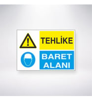 Tehlike Baret Alanı 21x28 Arkası Yapışkanlı Levha