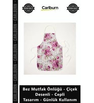 Özel Üretim Kaliteli Dokuma Şık Bez Mutfak Önlüğü Çiçek Desenli Cepli Tasarım Günlük Kullanım